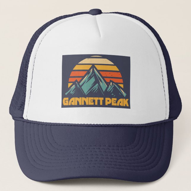 Gannett Peak Retro Turquoise Trucker Hat (Front)