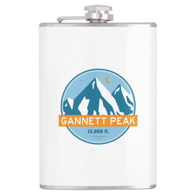 Gannett Peak Wyoming Stars Moon Hip Flask (Front)