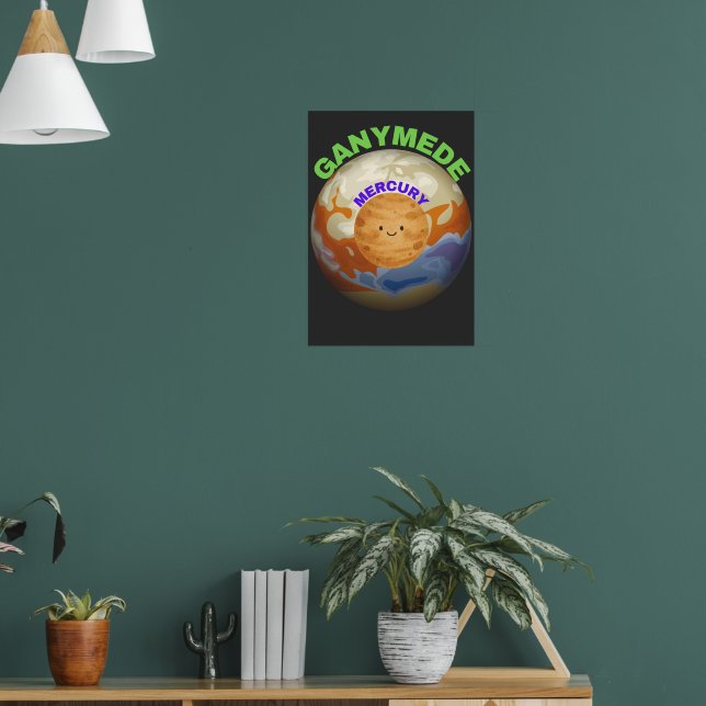Ganymede vs Mercury Poster | Space Size Comparison (Living Room 1)