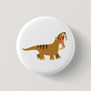 Gaping Mouth Cartoon Thylacosmilus Button Badge