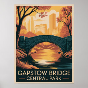 Gapstow Bridge Central Park Autumn Poster