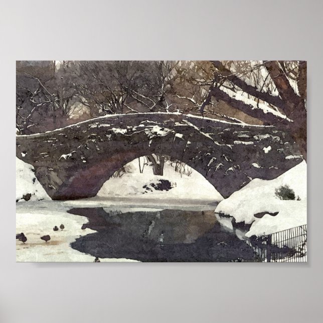 GAPSTOW BRIDGE IN CENTRAL PARK IN WINTER POSTER (Front)