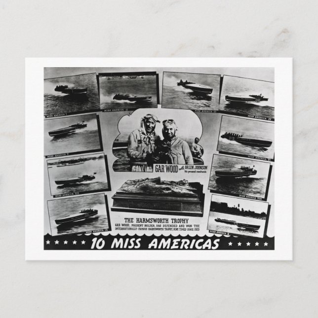 Gar Wood and Ten Miss America Race Boats Postcard (Front)