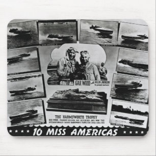 Gar Wood Vintage Speedboat Racing Miss Americas Mouse Mat