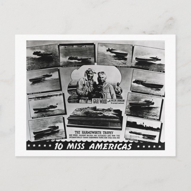 Gar Wood Vintage Speedboat Racing Miss Americas Postcard (Front)