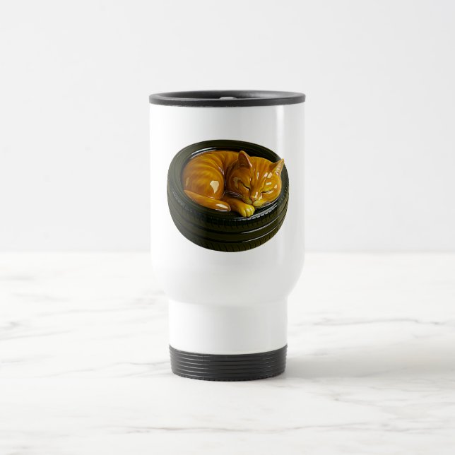 Garage Cat Tire Travel Mug (Center)