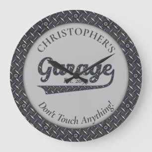 Garage Don't Touch Anything Large Clock