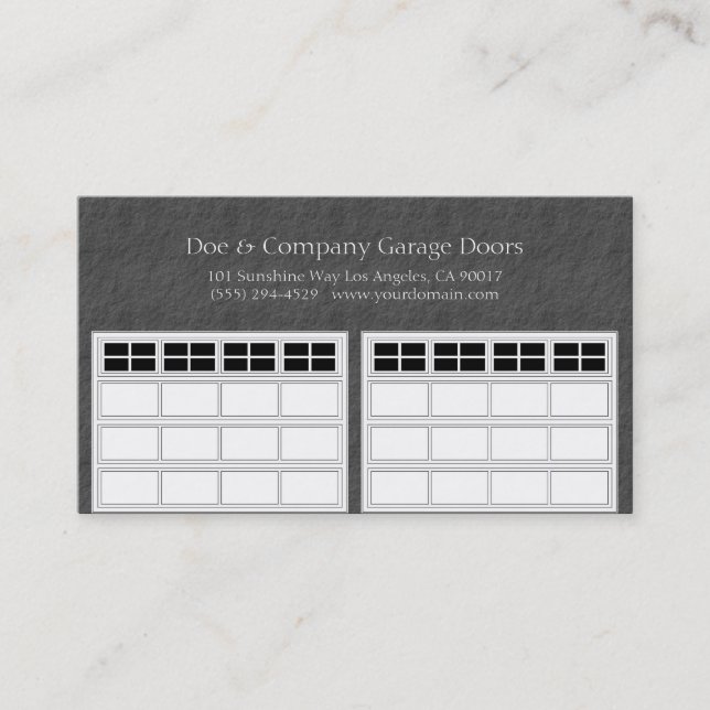 Garage Door Company Dark Grey Business Card (Front)