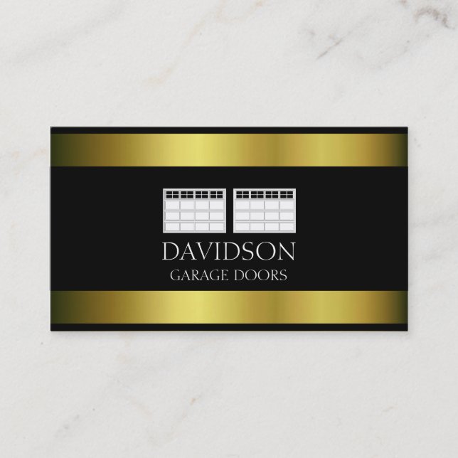 Garage Door Company Metallic Metal Business Card (Front)