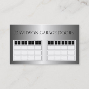 Garage Door Company Metallic Metal Business Card