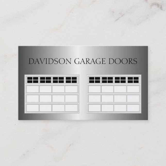 Garage Door Company Metallic Metal Business Card (Front)
