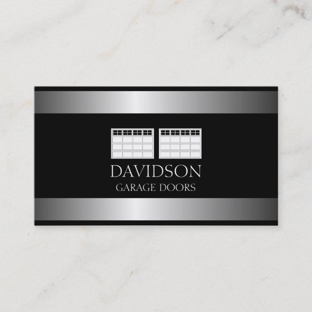 Garage Door Company Metallic Metal Business Card (Front)