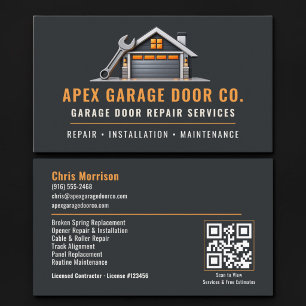 Garage Door Repair QR Code Professional Services Business Card