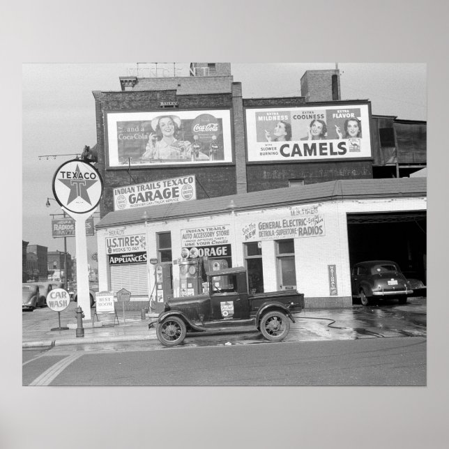 Garage & Filling Station, 1940. Vintage Photo Poster (Front)