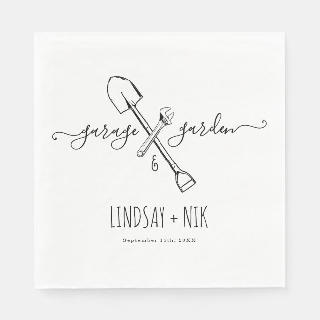 Garage & Garden Bridal / Couple's Shower Napkin (Front)