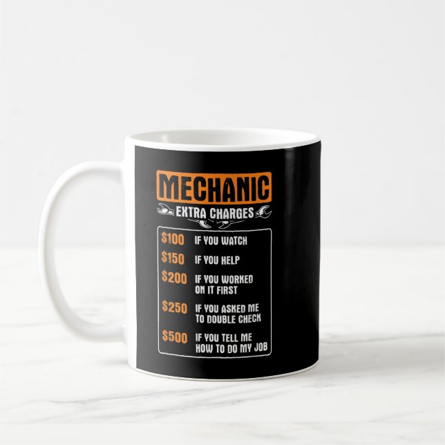 Garage Mechanic Extra Charges Rate Car Tuning  Coffee Mug (Left)