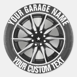 Garage Or Car Repair Owner Car Wheel On Steel Classic Round Sticker
