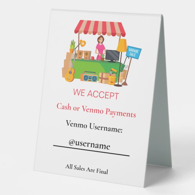 Garage or Yard Sale Payment Sign (Front)