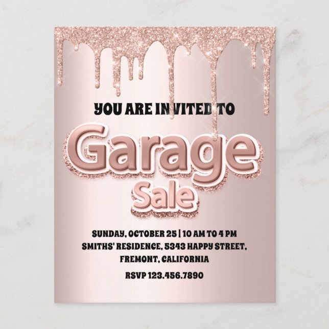 Garage Sale Rose Blush Powder Glitter Drip Flyer (Front)