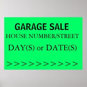 GARAGE SALE SIGN - right arrow