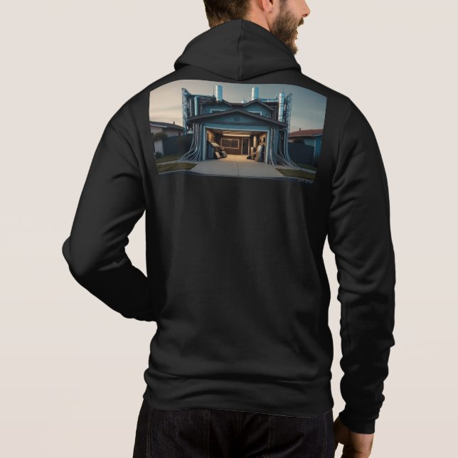Garage Tech Upgrade men black Bella hoodie back (Back)