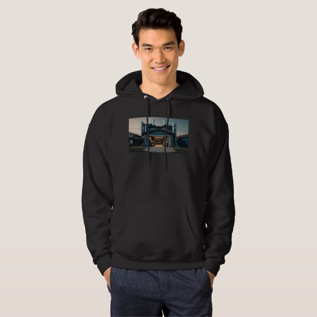 Garage Tech Upgrade men black hooded sweatshirt (Front Full)