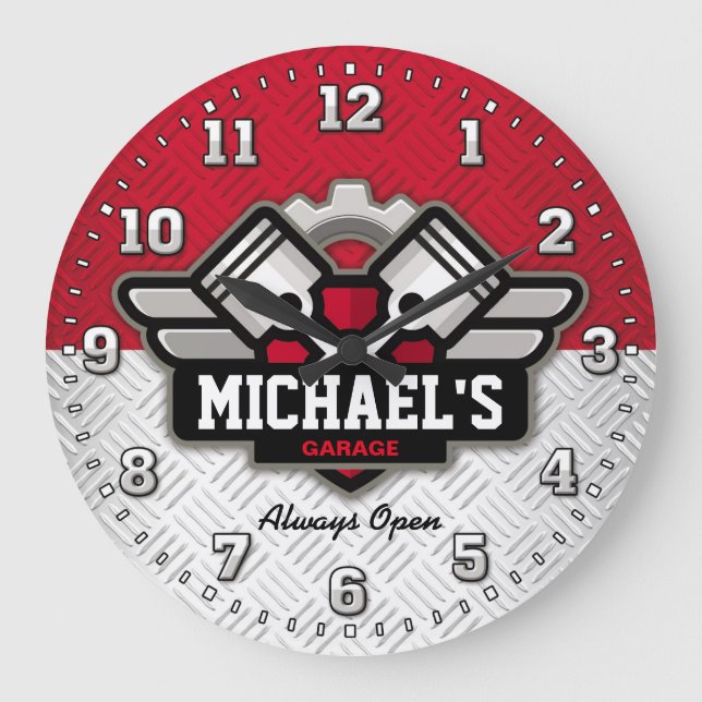 Garage Tools Man Cave Personalizable Large Clock (Front)