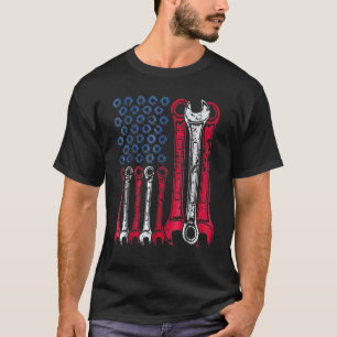 Garage Usa Red White Blue American Flag Mechanic 1 T-Shirt