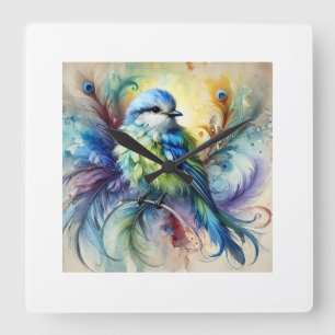 Garapello Bird 230824AREF109 - Watercolor Square Wall Clock