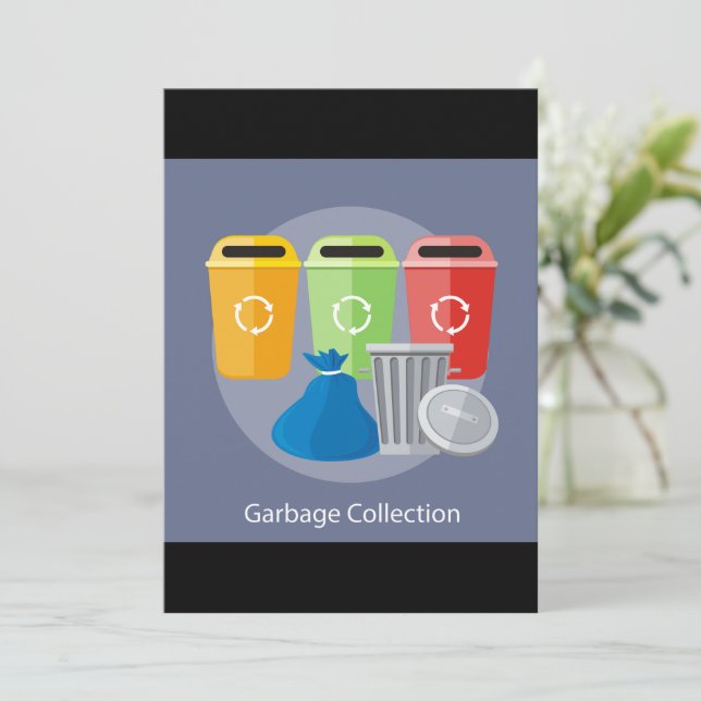 Garbage Collection Waste Management Recycling Invitation (Standing Front)
