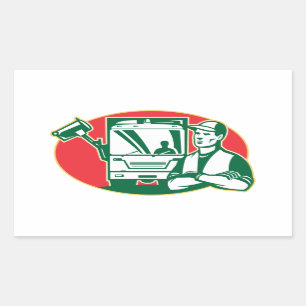 Garbage Collector and Side Loader Rubbish Truck Rectangular Sticker