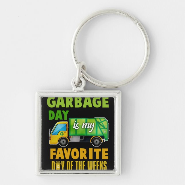 Garbage Day Is Favourite Trash Kids Boys Toddlers Key Ring (Front)