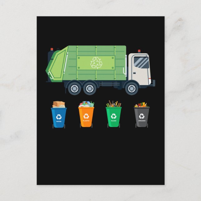 Garbage Day Waste separation Garbage Truck Postcard (Front)