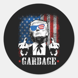 Garbage For Trump 2024 Funny Us American Flag Men Classic Round Sticker