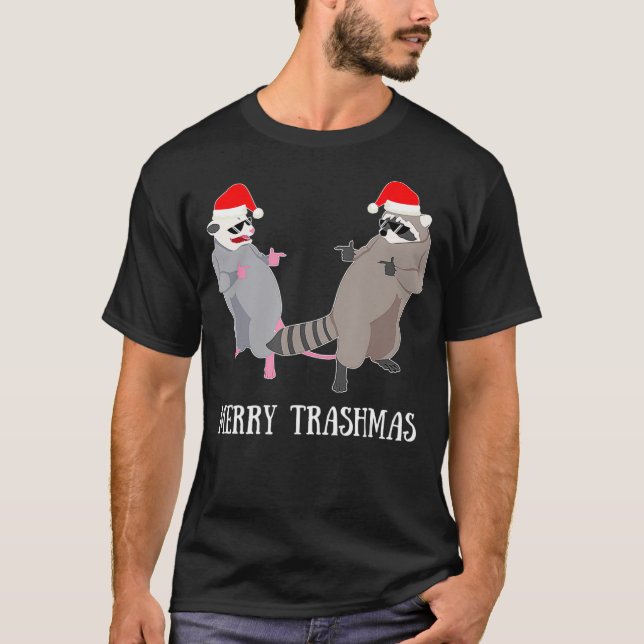 Garbage Gang Opossum Raccoon  Merry Trashmas  Gift T-Shirt (Front)