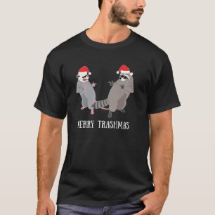 Garbage Gang Opossum Raccoon Santa Claus Merry Tra T-Shirt