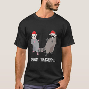 Garbage Gang Opossum Racoon Santa Claus Merry Tra T-Shirt