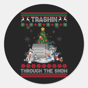 Garbage Gang Opossum Racoon Ugly Christmas Sweate Classic Round Sticker