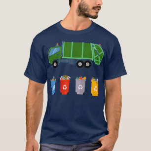 Garbage recycling trash truck girls and boys  T-Shirt