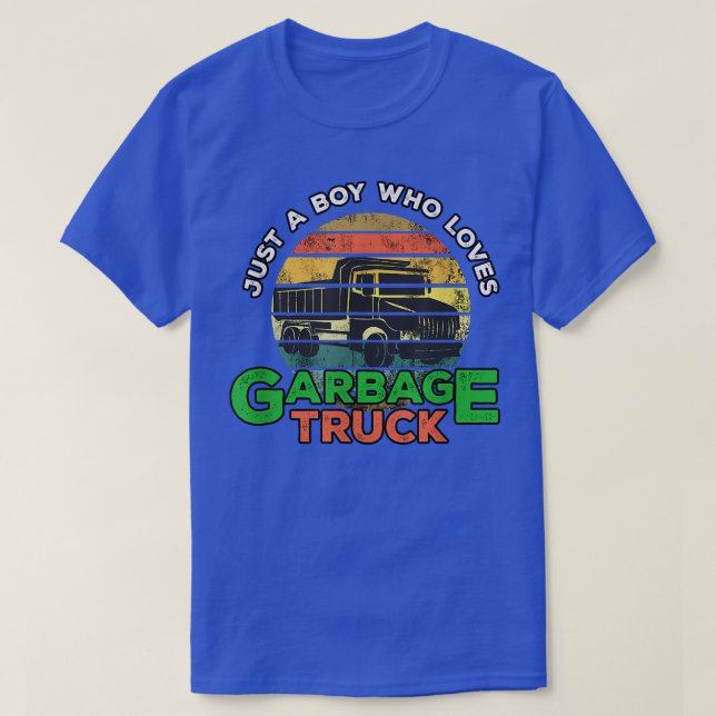 Garbage Smiling Truck Boy Love Recycling Day Dustc T-Shirt (Design Front)