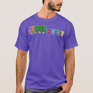 Garbage Smiling Truck Coloured Cans Recycling Day T-Shirt