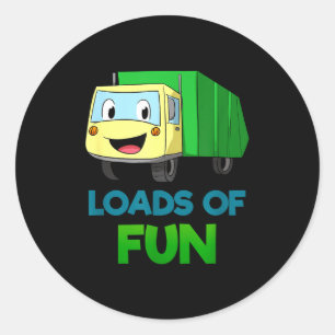 Garbage Smiling Truck Loads Of Fun Recycling Day D Classic Round Sticker