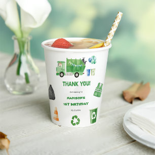 Garbage Trash Truck 1st Birthday Party Paper Cups