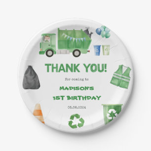 Garbage Trash Truck 1st Birthday Party Paper Plate