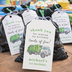 Garbage Trash Truck 1st Birthday Thank You Favor Gift Tags