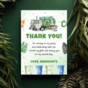 Garbage Trash Truck Birthday Party Thank You Card