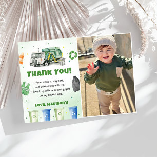 Garbage Trash Truck Birthday Party Thank You Card