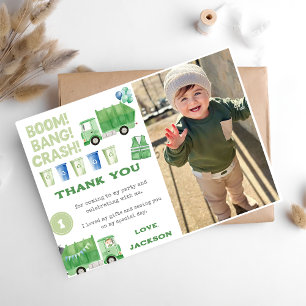 Garbage Trash Truck Birthday Party Thank You Card
