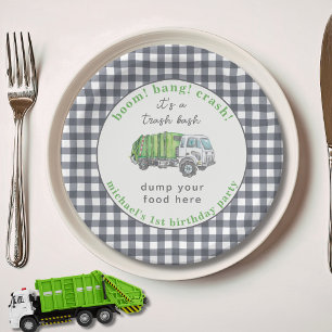 Garbage Trash Truck Birthday Personalised Funny Paper Plate