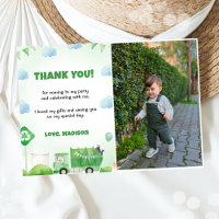 Garbage Trash Truck Birthday Photo Thank You Card